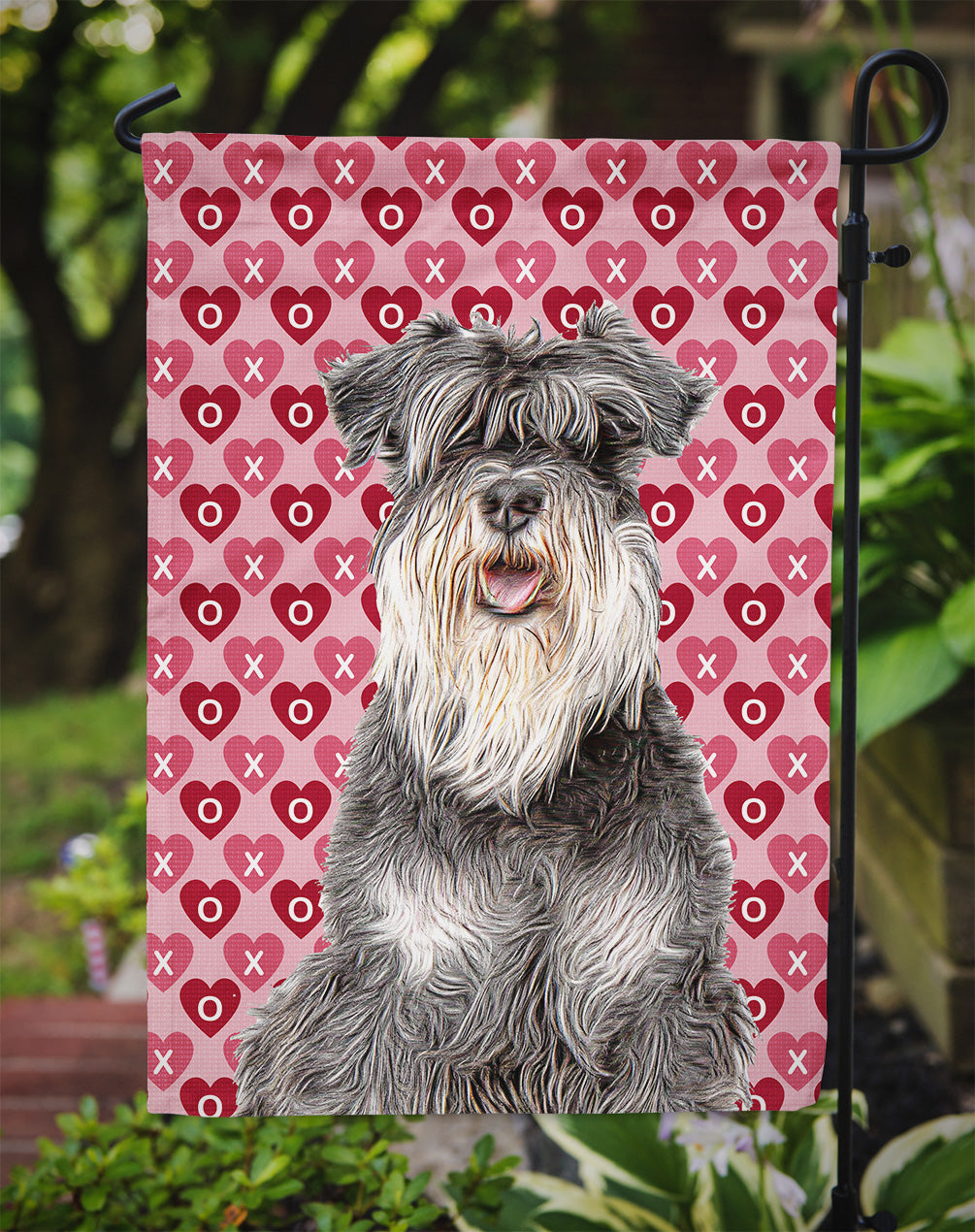 Hearts Love and Valentine's Day Schnauzer Garden Flag Mailbox Decorative Yard Banner Outside Patio Artwork for Flower Beds, Garden Size, Multicolor