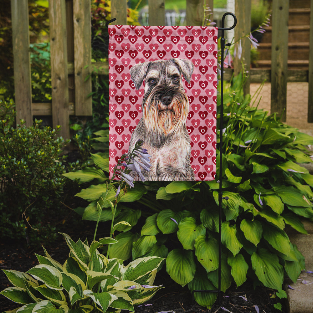 Hearts Love and Valentine's Day Schnauzer Garden Flag Mailbox Decorative Yard Banner Outside Patio Artwork for Flower Beds, Garden Size, Multicolor
