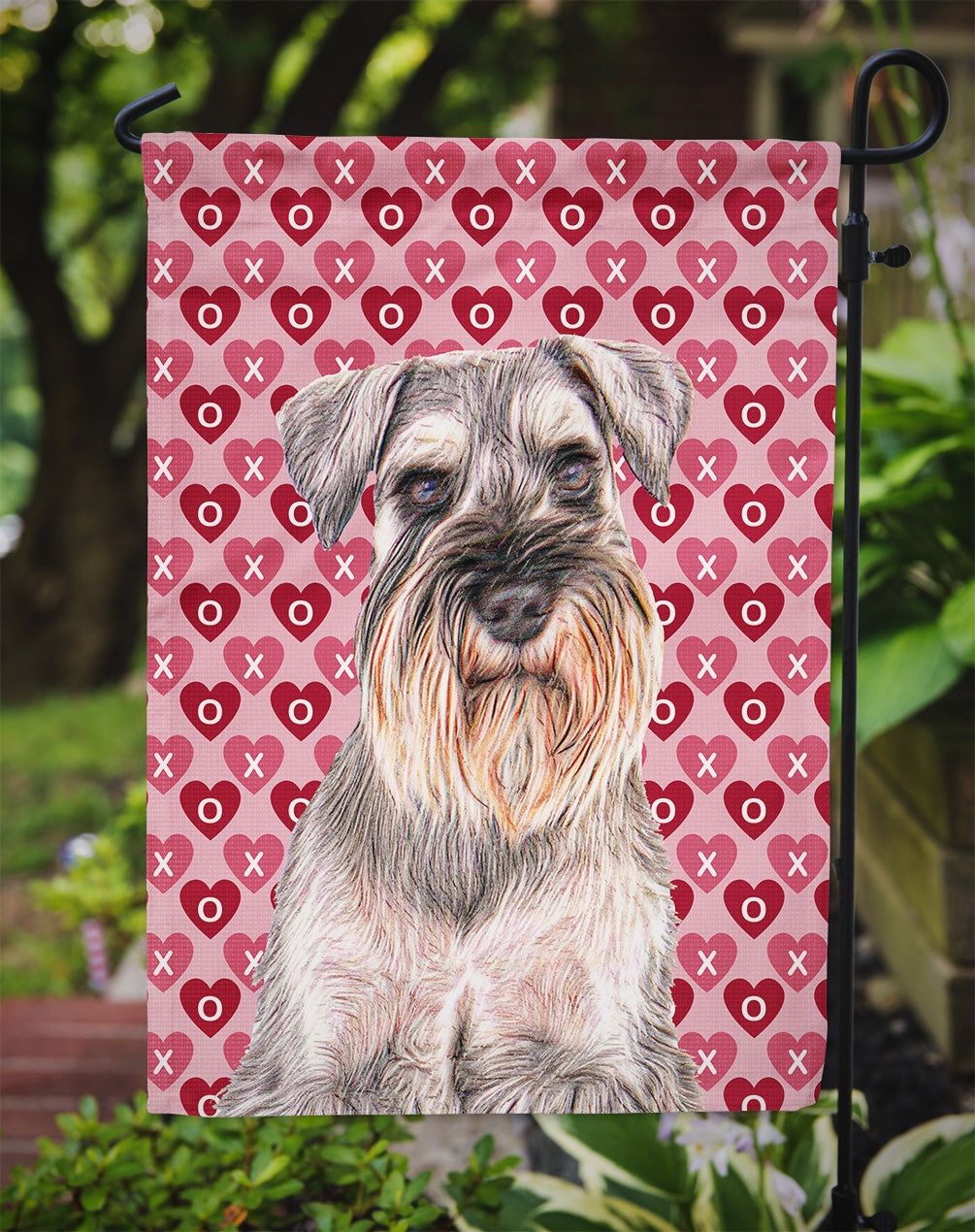 Hearts Love and Valentine's Day Schnauzer Garden Flag Mailbox Decorative Yard Banner Outside Patio Artwork for Flower Beds, Garden Size, Multicolor