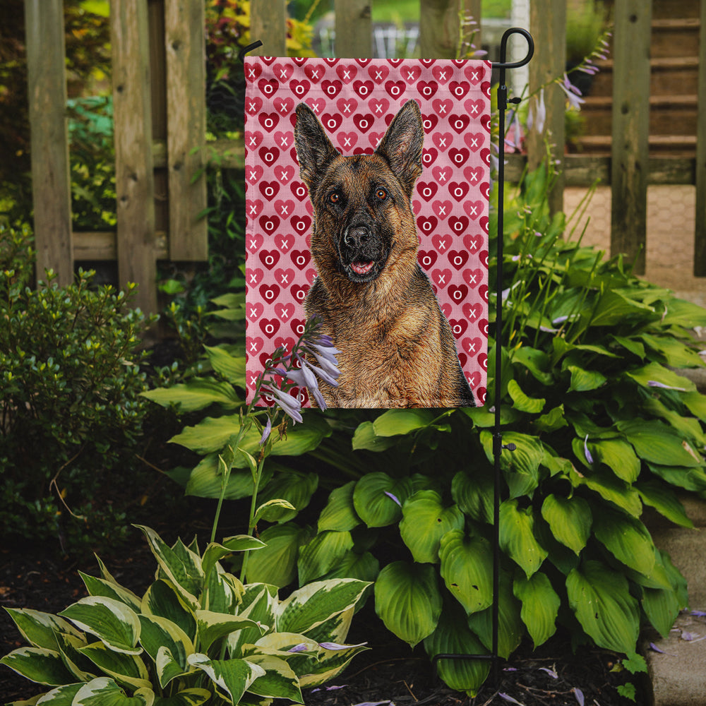 Hearts Love and Valentine's Day German Shepherd Garden Flag Mailbox Decorative Yard Banner Outside Patio Artwork for Flower Beds, Garden Size, Multicolor