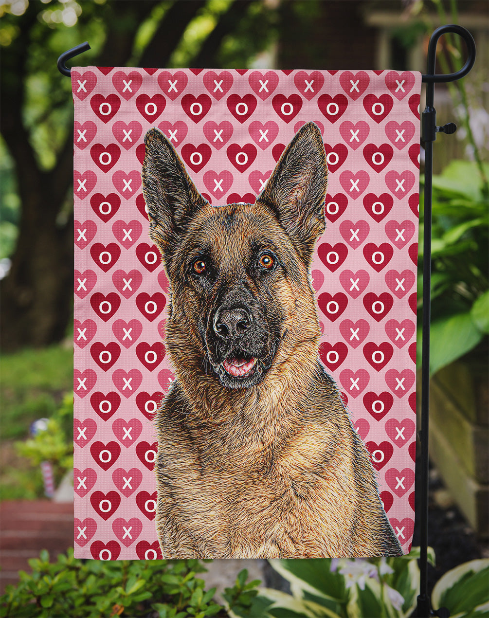 Hearts Love and Valentine's Day German Shepherd Garden Flag Mailbox Decorative Yard Banner Outside Patio Artwork for Flower Beds, Garden Size, Multicolor