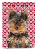 Hearts Love and Valentine's Day Yorkie Puppy / Yorkshire Terrier Garden Flag Mailbox Decorative Yard Banner Outside Patio Artwork for Flower Beds, Garden Size, Multicolor