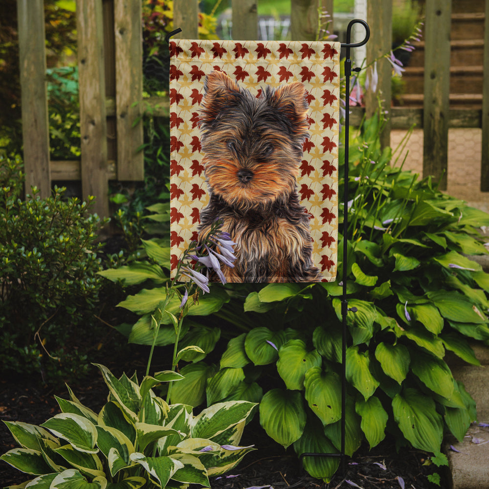 Fall Leaves Yorkie Puppy / Yorkshire Terrier Garden Flag Mailbox Decorative Yard Banner Outside Patio Artwork for Flower Beds, Garden Size, Multicolor