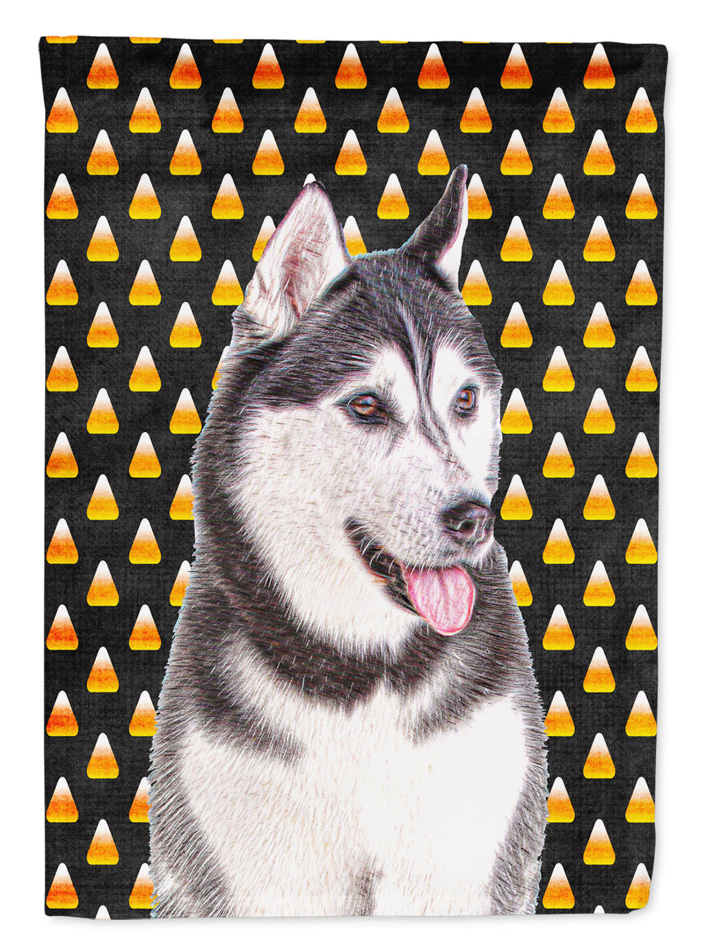 Candy Corn Halloween Alaskan Malamute Garden Flag Mailbox Decorative Yard Banner Outside Patio Artwork for Flower Beds, Garden Size, Multicolor