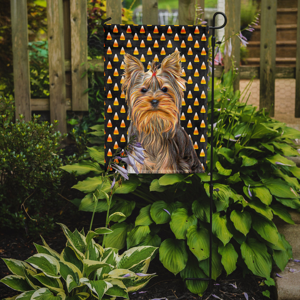 Candy Corn Halloween Yorkie / Yorkshire Terrier Garden Flag Mailbox Decorative Yard Banner Outside Patio Artwork for Flower Beds, Garden Size, Multicolor