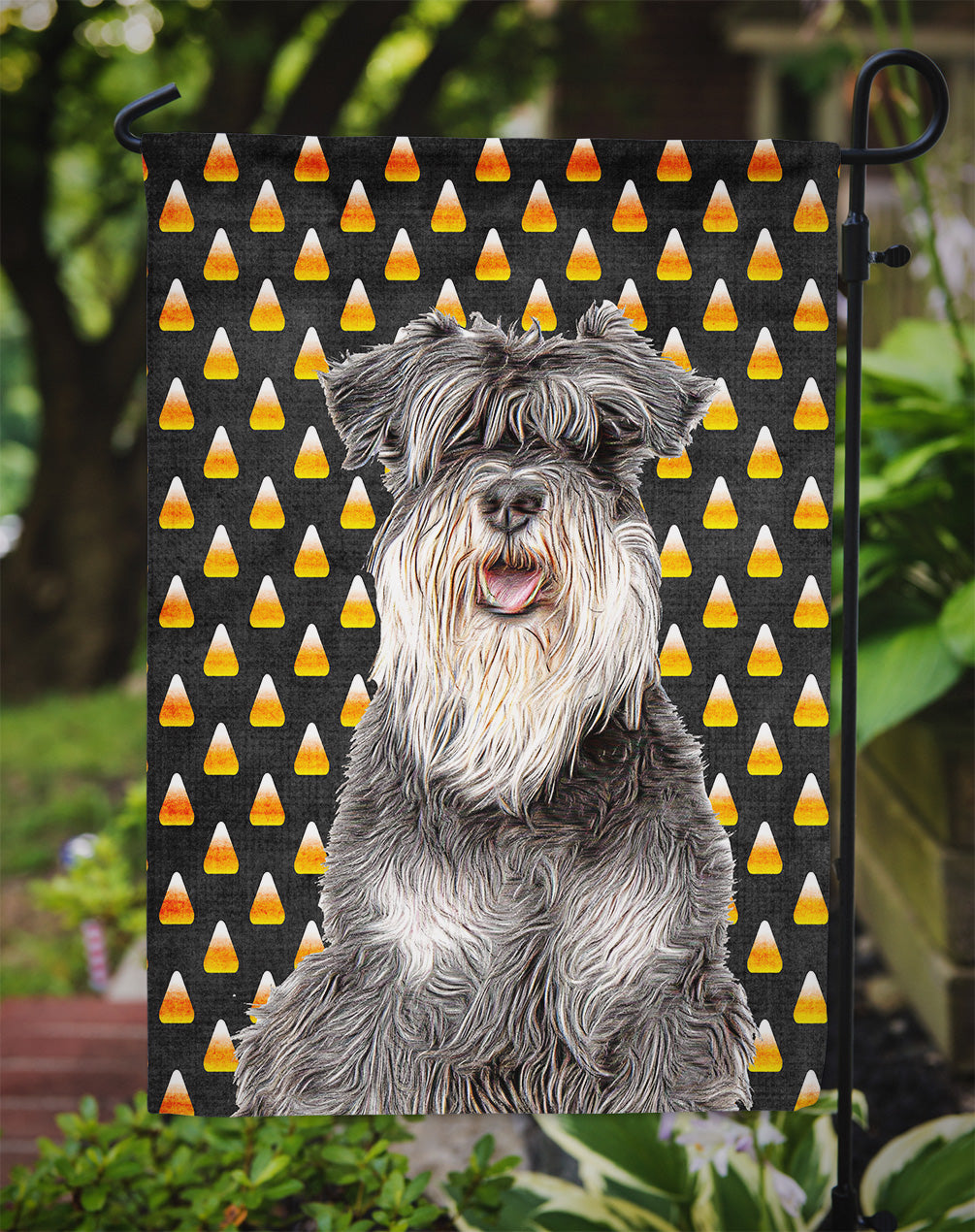 Candy Corn Halloween Schnauzer Garden Flag Mailbox Decorative Yard Banner Outside Patio Artwork for Flower Beds, Garden Size, Multicolor