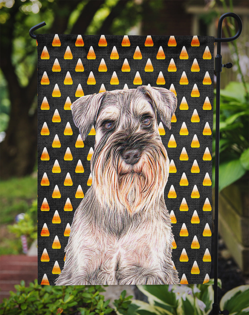 Candy Corn Halloween Schnauzer Garden Flag Mailbox Decorative Yard Banner Outside Patio Artwork for Flower Beds, Garden Size, Multicolor