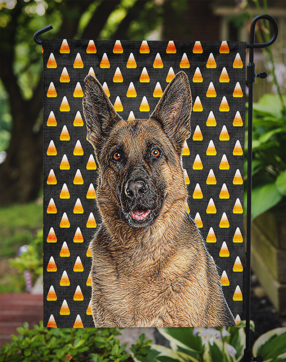 Candy Corn Halloween German Shepherd Garden Flag Mailbox Decorative Yard Banner Outside Patio Artwork for Flower Beds, Garden Size, Multicolor