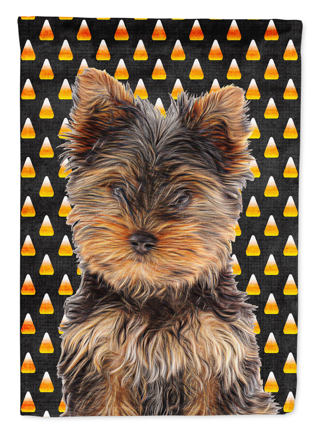 Candy Corn Halloween Yorkie Puppy / Yorkshire Terrier Garden Flag Mailbox Decorative Yard Banner Outside Patio Artwork for Flower Beds, Garden Size, Multicolor