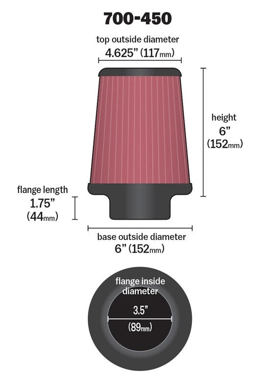 Airaid Universal Air Filter - Cone 3 1/2 x 6 x 4 5/8 x 6 700-450