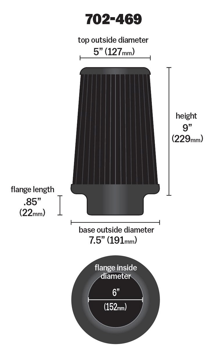 Airaid Universal Air Filter - Cone 6 x 7 1/4 x 5 x 9 - Blue SynthaMax 702-469