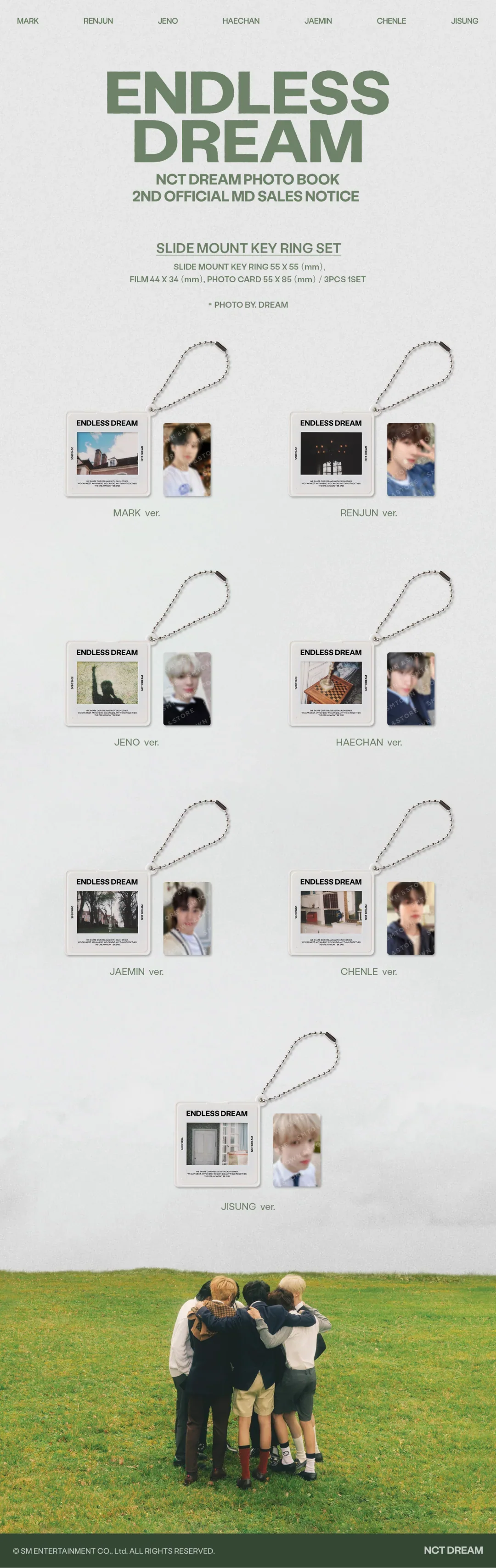 NCT Dream - Endless Dream 2nd Photobook Official MD Slide Mount Key Ring Set