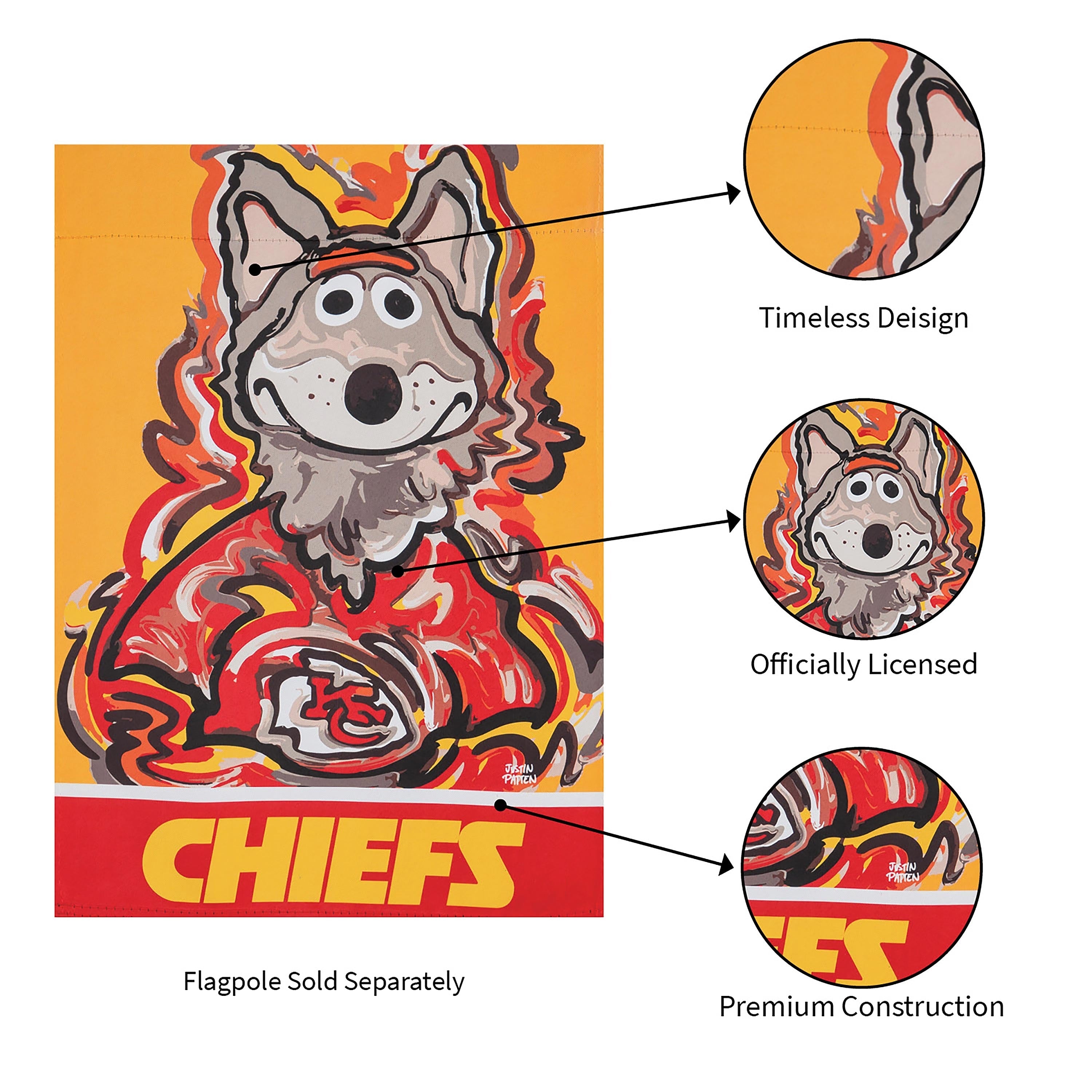 Kansas City Chiefs 2 Sided Justin Patten Garden Flag