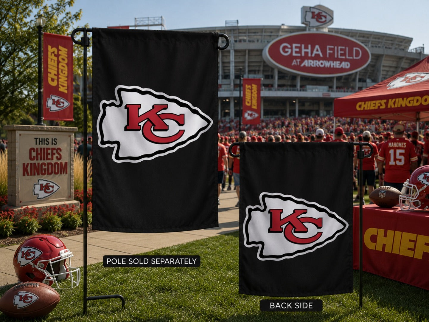 Kansas City Chiefs Garden Flag 2 Sided Black