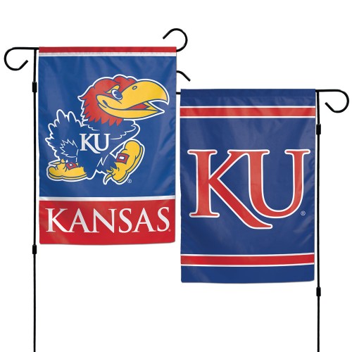 Kansas Jayhawks Garden Flag 2 Sided KU Double Logo