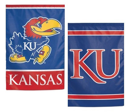 Kansas Jayhawks Garden Flag 2 Sided KU Double Logo
