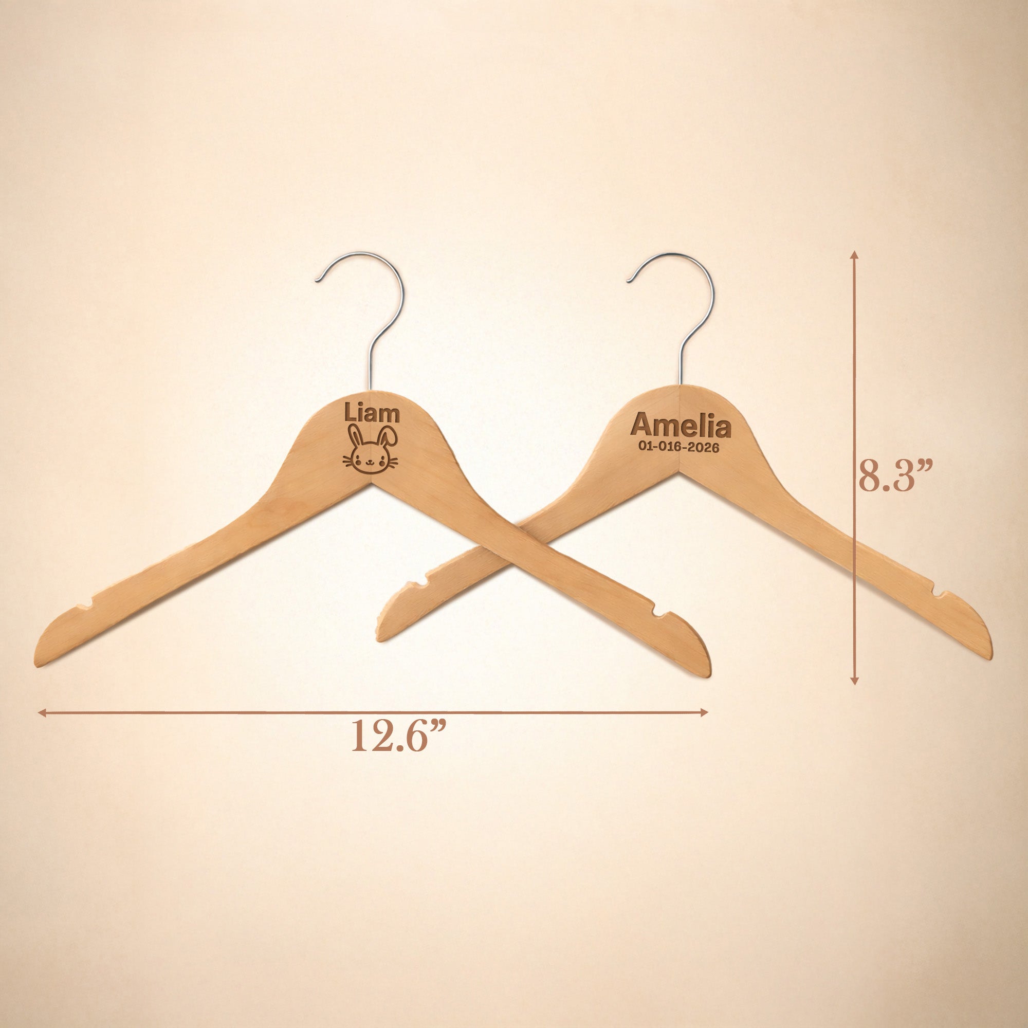 Personalized Baby Hangers – Engraved Name Wooden Hangers (2 Pack)