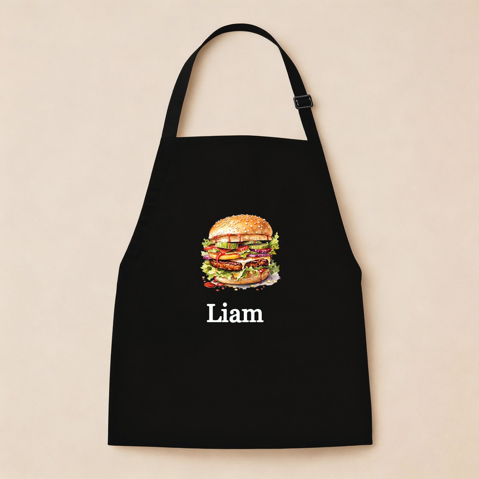 Personalized Kids Apron for Cooking, Food Designs Unisex Aprons, Pancake, Burger, Hotdog, Popcorn, Cupcake