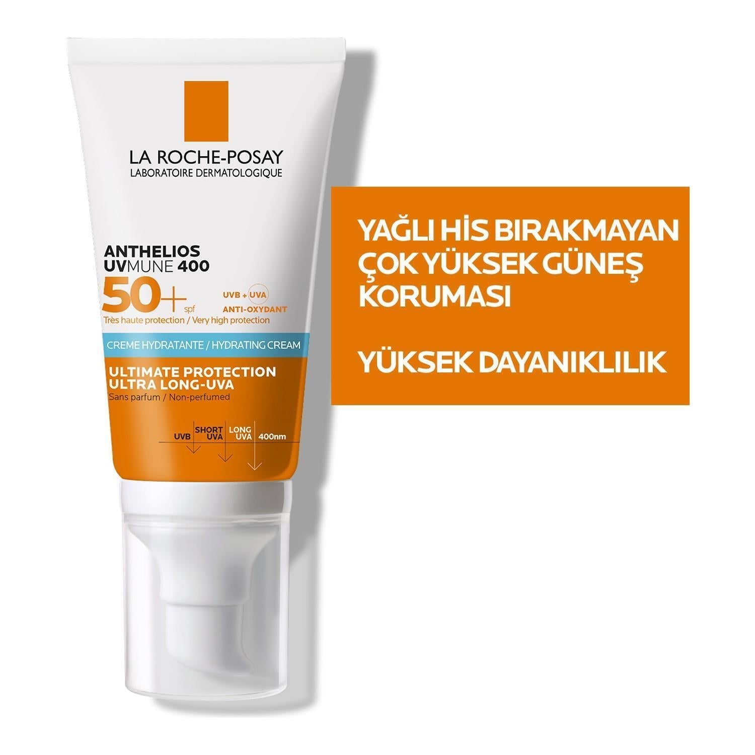 La Roche-Posay Anthelios UVMune 400 SPF50+ Sunscreen: Broad Spectrum Protection, Moisturizing, No White Cast - For Sensitive, Sun-Allergy Prone Skin, 1.69 fl oz