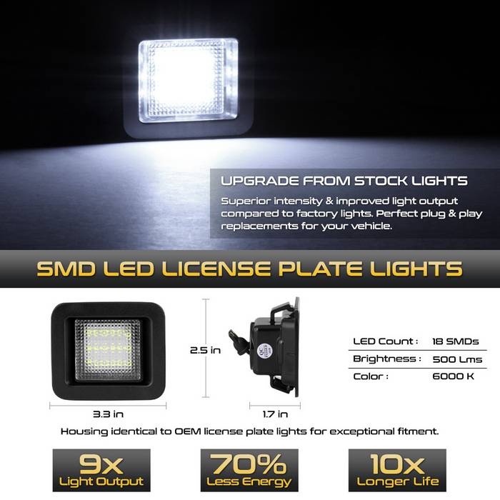 SPYDER Xtune 05-18 Ford F150 T10 Connector LED License Plate Bulb Assembly White 5500K LAC-LP-FF15015 -Pair 9045158