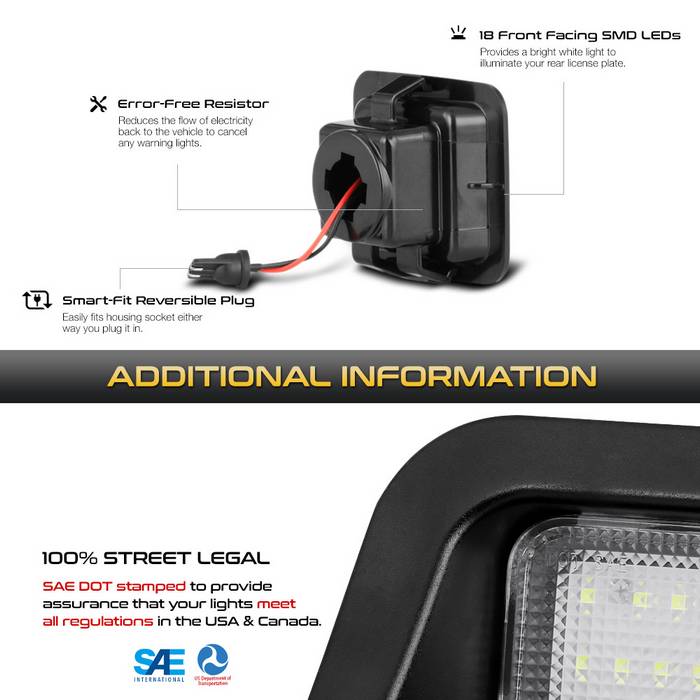 SPYDER Xtune 05-18 Ford F150 T10 Connector LED License Plate Bulb Assembly White 5500K LAC-LP-FF15015 -Pair 9045158