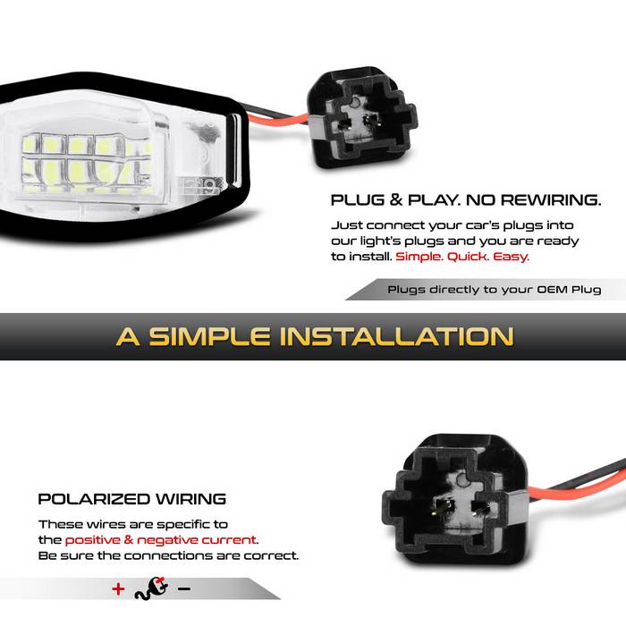 SPYDER Xtune 01-15 Honda Civic LED License Plate Bulb Assembly White 5500K LAC-LP-HA03 - Pair 9044991
