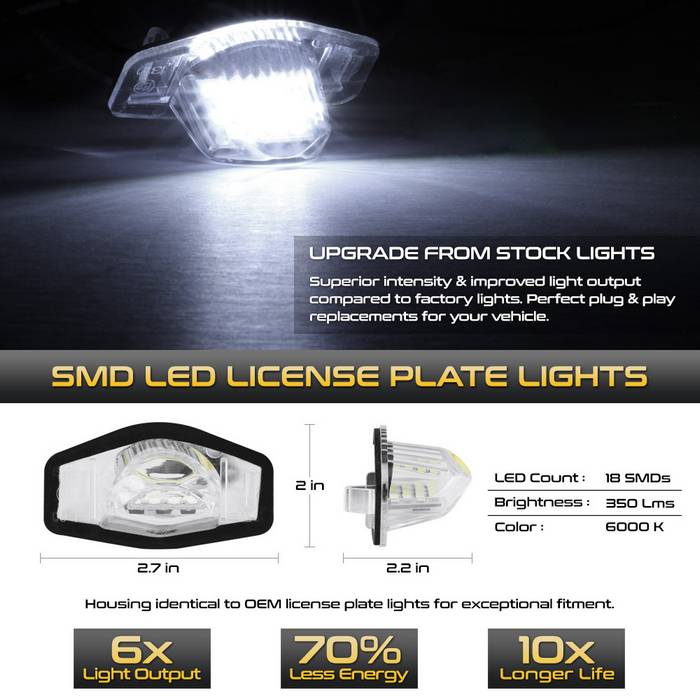 SPYDER Xtune 09-18 Honda Fit LED License Plate Bulb Assembly White 5500K LAC-LP-HODY08 - Pair 9045004