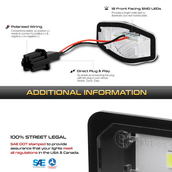 SPYDER Xtune 09-18 Honda Fit LED License Plate Bulb Assembly White 5500K LAC-LP-HODY08 - Pair 9045004