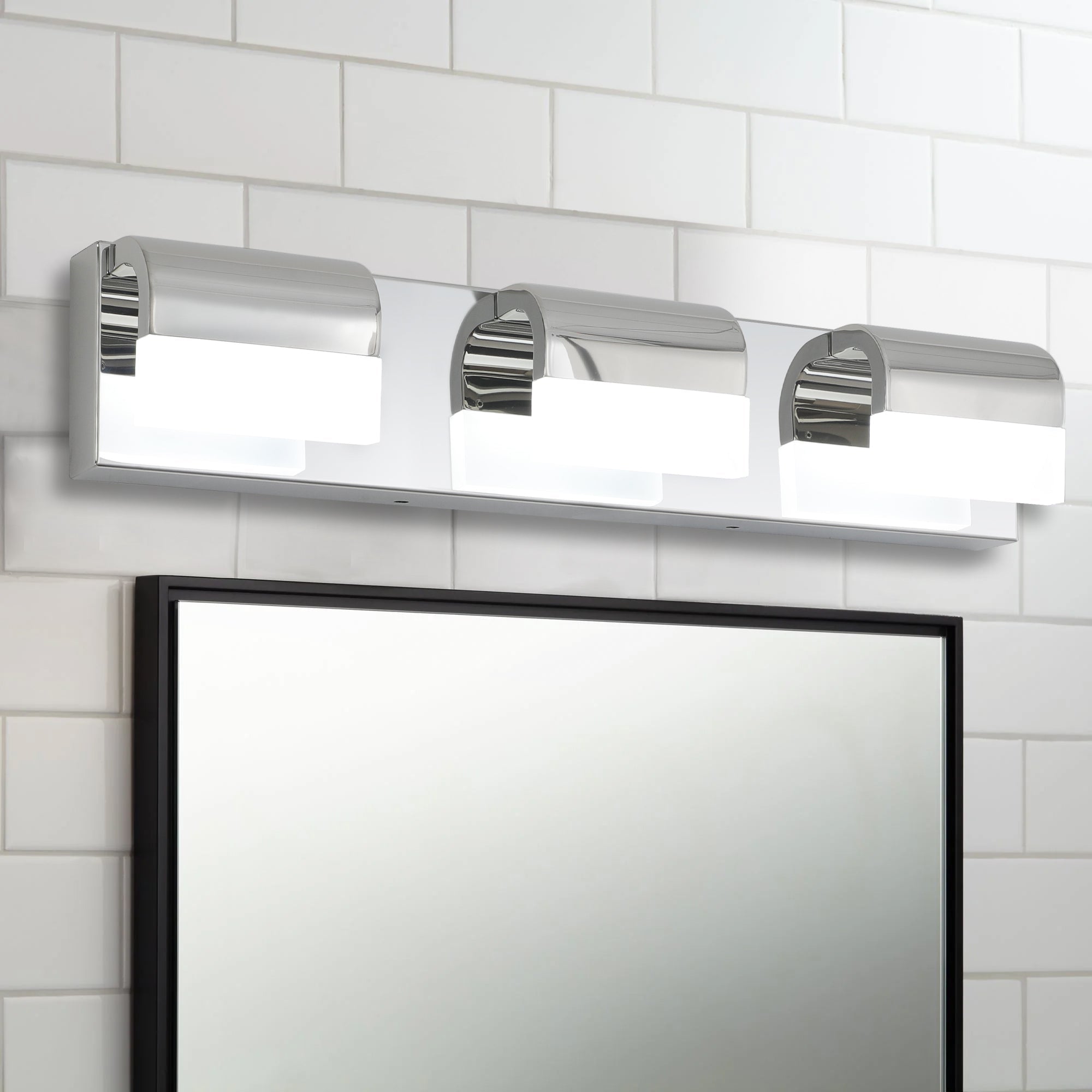 LED Bathroom Vanity Light | 3/4/5/6-Light Chrome Stainless Steel Wall Sconce with Acrylic Shade — Over Mirror, Moisture-Proof