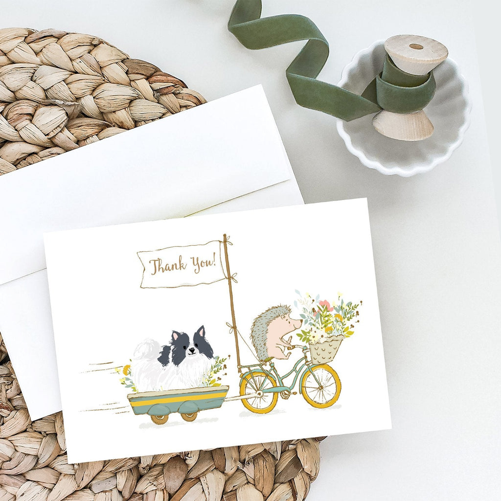 Pomeranian Black and White Greeting Cards Pack of 8 Blank Cards with Envelopes Whimsical A7 Size 5x7