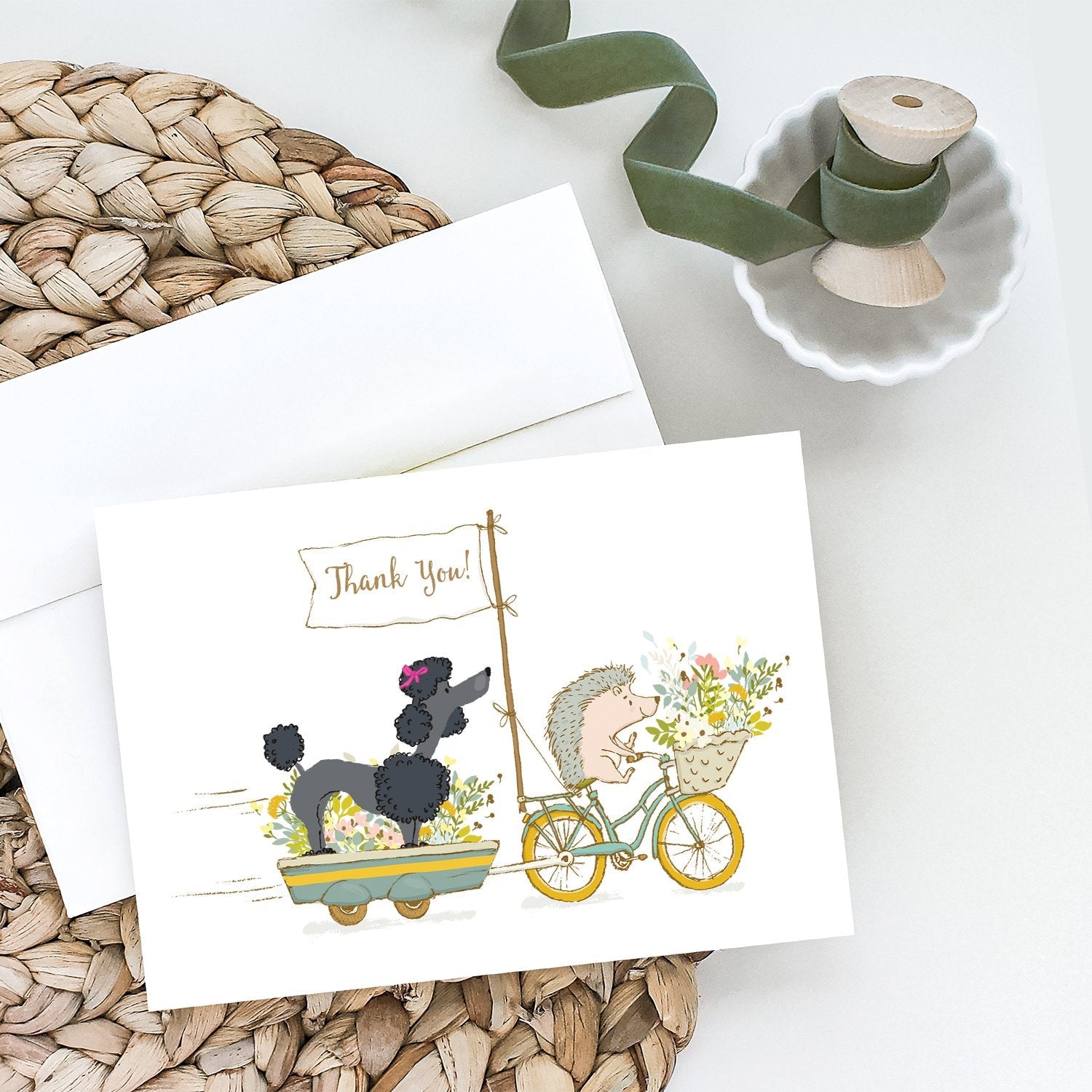 Poodle Black Greeting Cards Pack of 8 Blank Cards with Envelopes Whimsical A7 Size 5x7