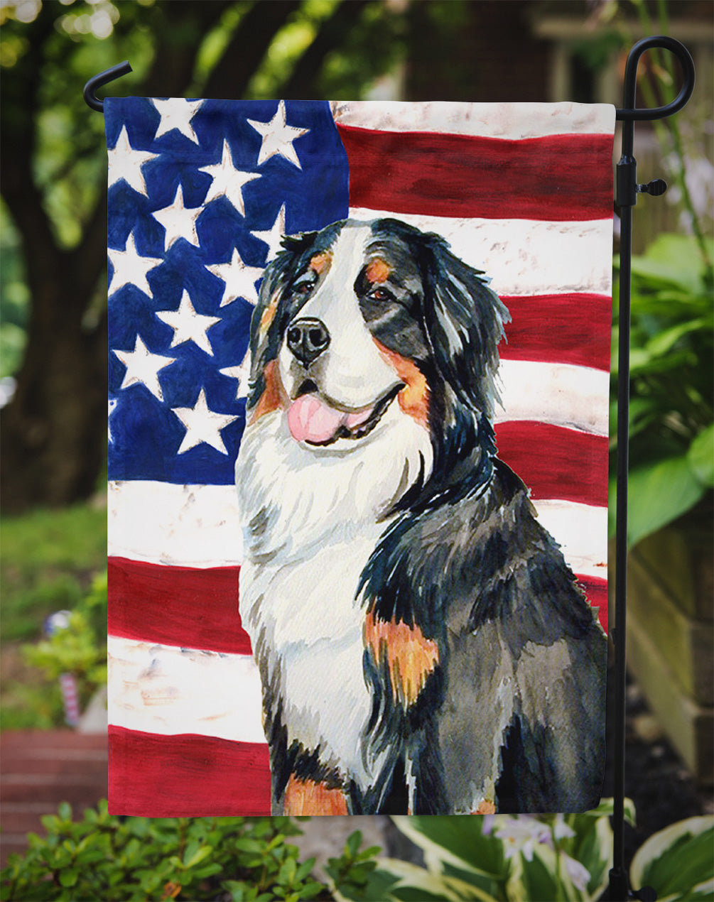 USA American Flag with Bernese Mountain Dog Garden Flag Mailbox Decorative Yard Banner Outside Patio Artwork for Flower Beds, Garden Size, Multicolor