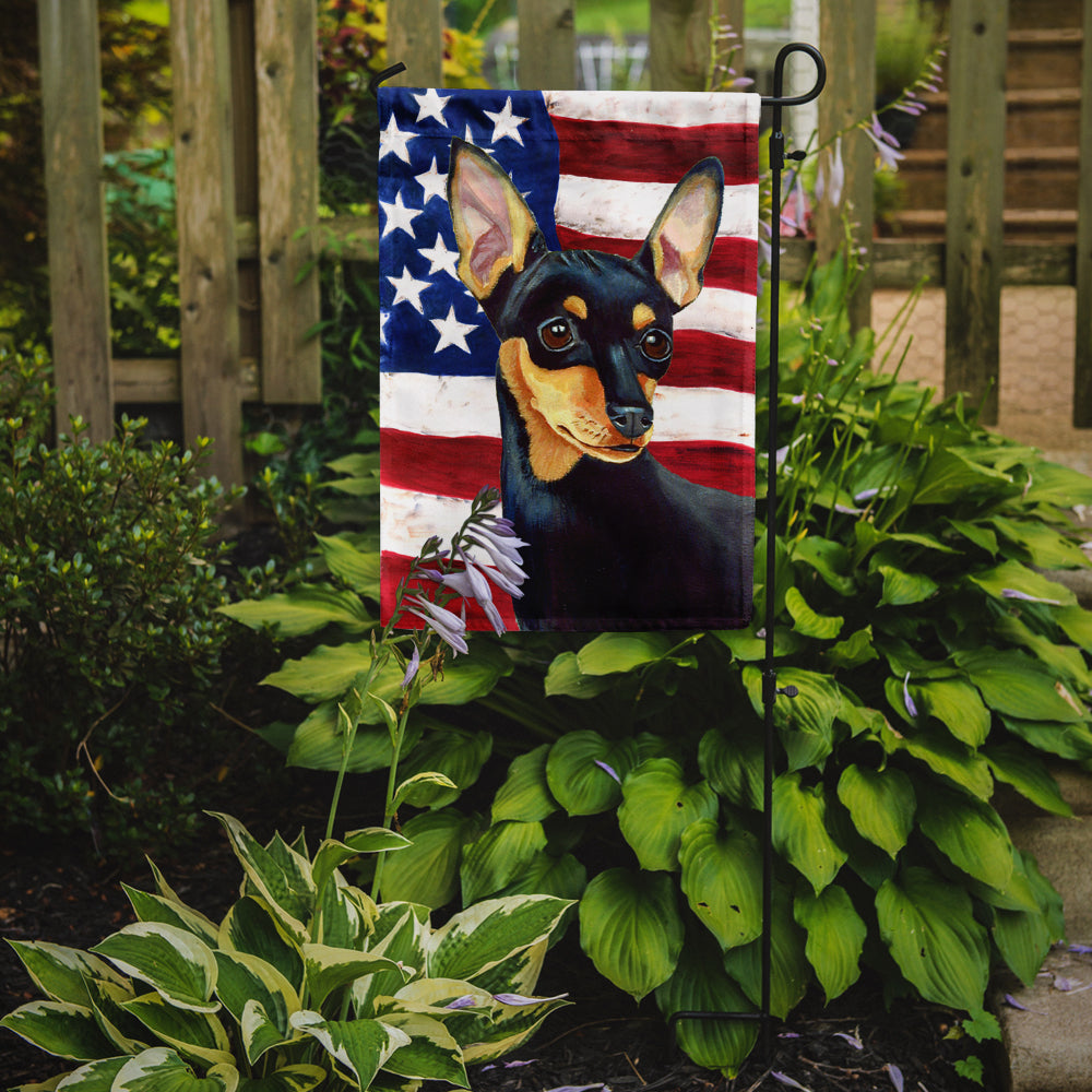 USA American Flag with Min Pin Garden Flag Mailbox Decorative Yard Banner Outside Patio Artwork for Flower Beds, Garden Size, Multicolor