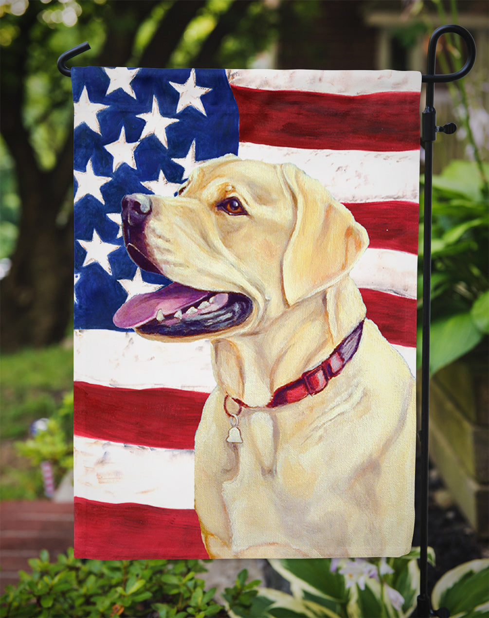 USA American Flag with Labrador Garden Flag Mailbox Decorative Yard Banner Outside Patio Artwork for Flower Beds, Garden Size, Multicolor