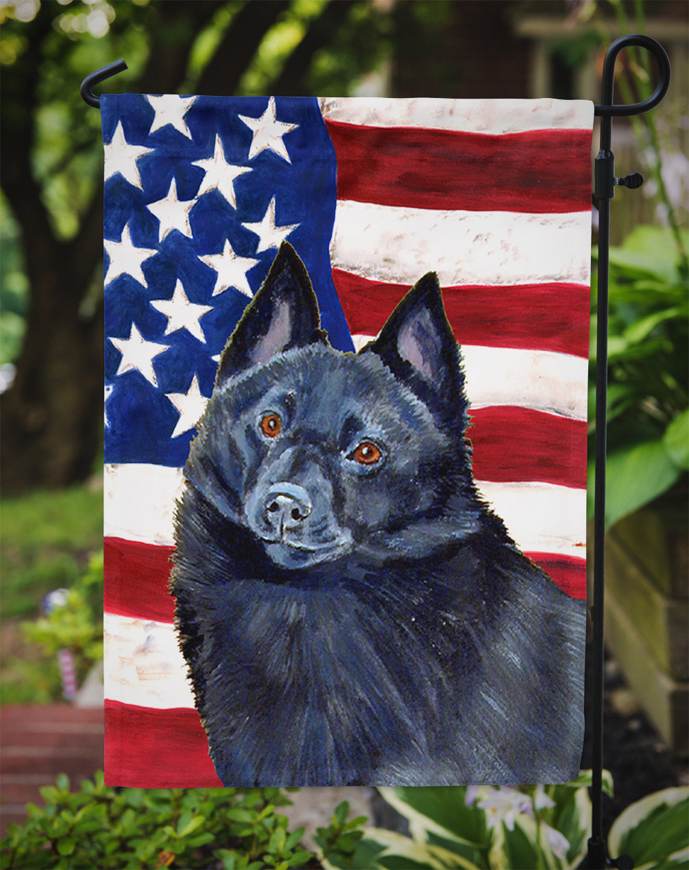 USA American Flag with Schipperke Garden Flag Mailbox Decorative Yard Banner Outside Patio Artwork for Flower Beds, Garden Size, Multicolor