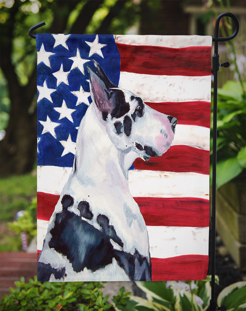 USA American Flag with Great Dane Garden Flag Mailbox Decorative Yard Banner Outside Patio Artwork for Flower Beds, Garden Size, Multicolor