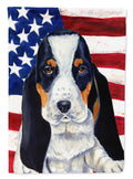 USA American Flag with Basset Hound Garden Flag Mailbox Decorative Yard Banner Outside Patio Artwork for Flower Beds, Garden Size, Multicolor