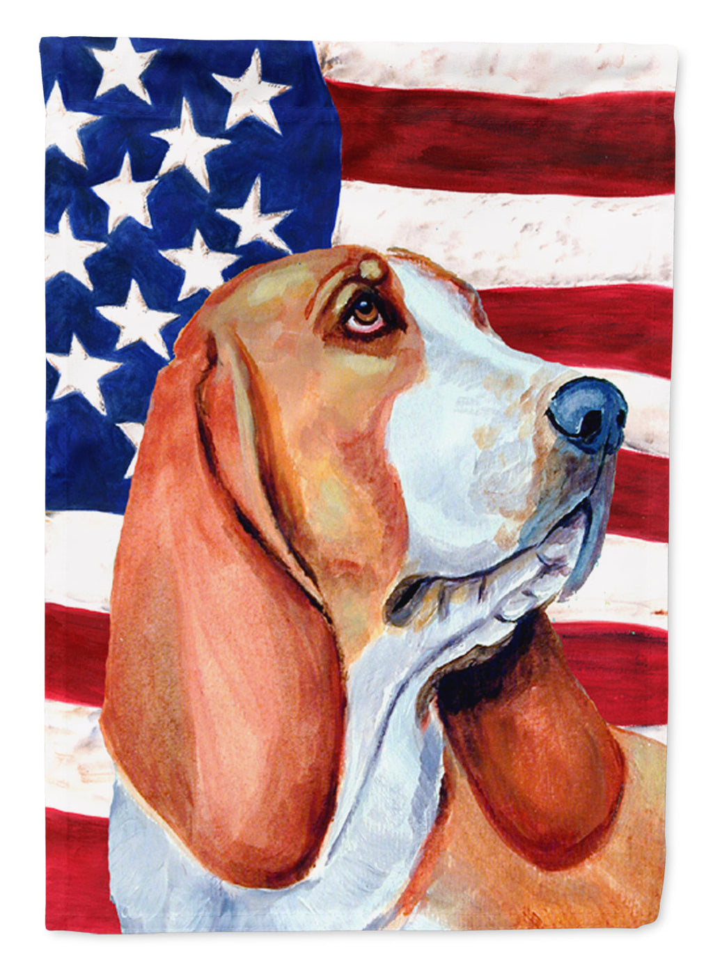 USA American Flag with Basset Hound Garden Flag Mailbox Decorative Yard Banner Outside Patio Artwork for Flower Beds, Garden Size, Multicolor