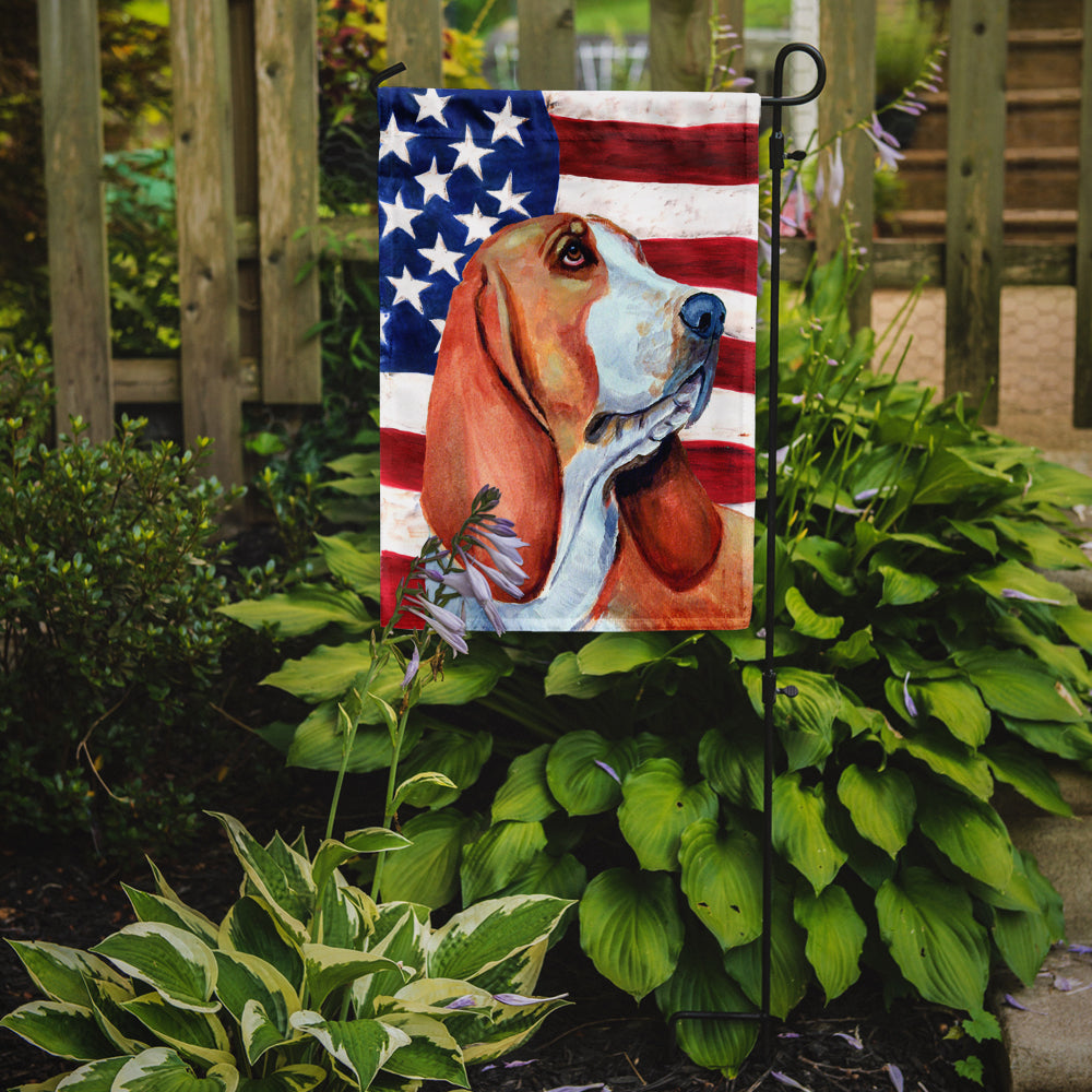 USA American Flag with Basset Hound Garden Flag Mailbox Decorative Yard Banner Outside Patio Artwork for Flower Beds, Garden Size, Multicolor