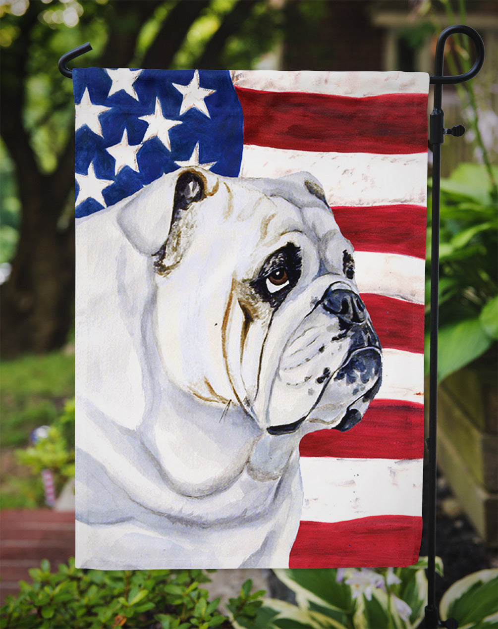 USA American Flag with English Bulldog Garden Flag Mailbox Decorative Yard Banner Outside Patio Artwork for Flower Beds, Garden Size, Multicolor