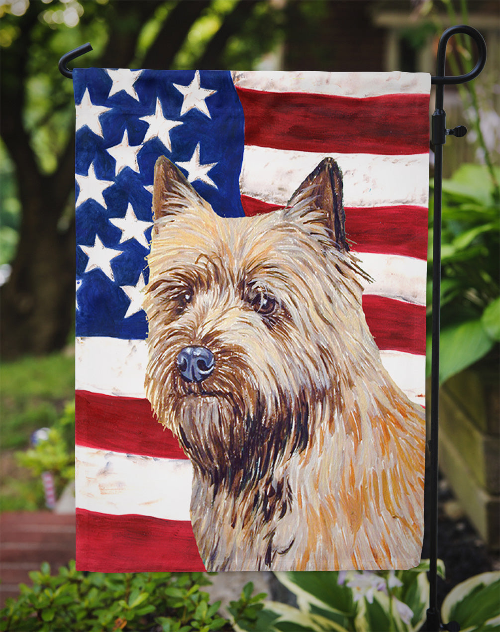 USA American Flag with Cairn Terrier Garden Flag Mailbox Decorative Yard Banner Outside Patio Artwork for Flower Beds, Garden Size, Multicolor