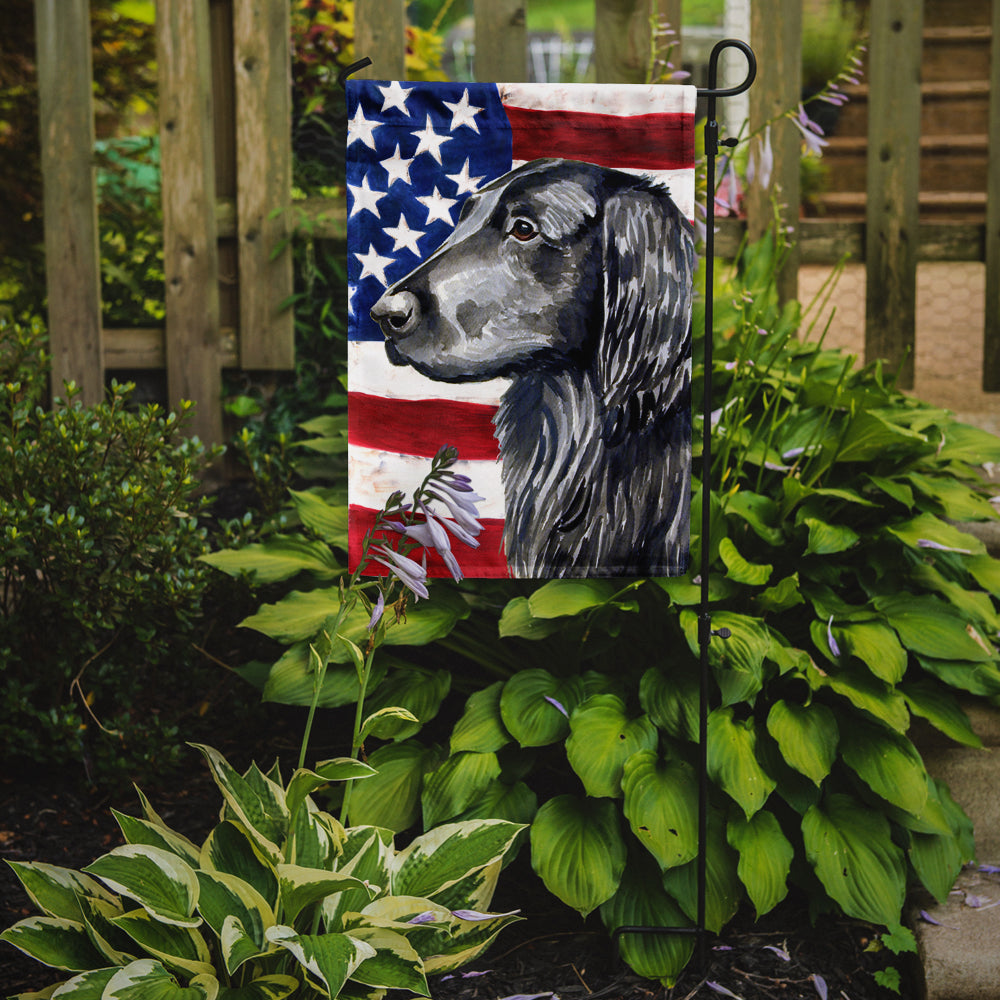 USA American Flag with Flat Coated Retriever Garden Flag Mailbox Decorative Yard Banner Outside Patio Artwork for Flower Beds, Garden Size, Multicolor