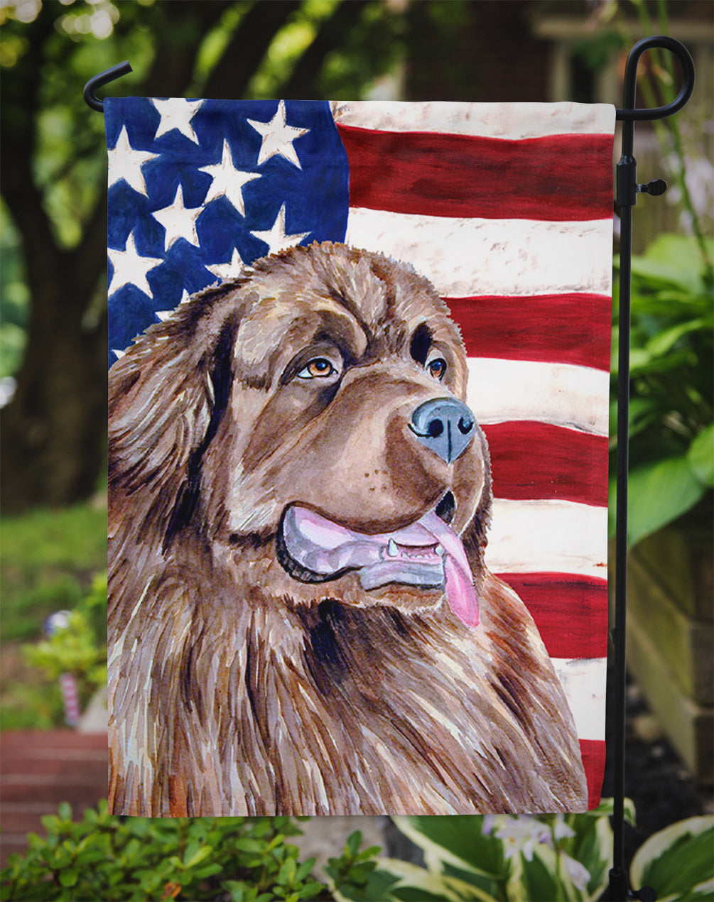 USA American Flag with Newfoundland Garden Flag Mailbox Decorative Yard Banner Outside Patio Artwork for Flower Beds, Garden Size, Multicolor