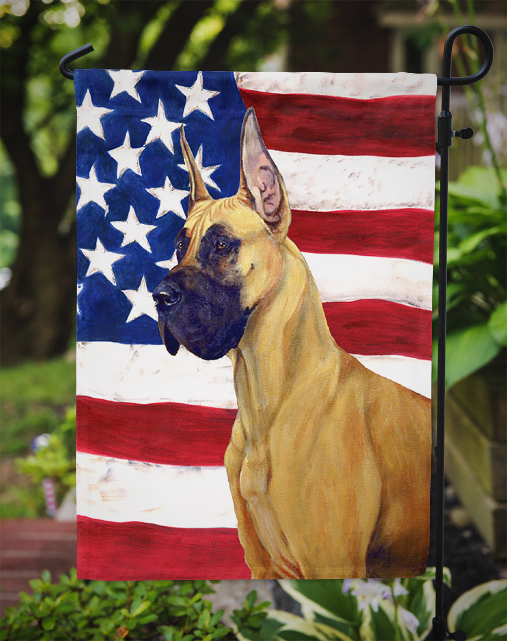 USA American Flag with Great Dane Garden Flag Mailbox Decorative Yard Banner Outside Patio Artwork for Flower Beds, Garden Size, Multicolor