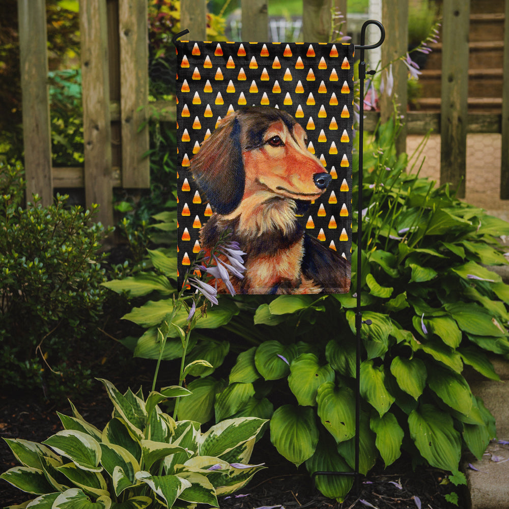Dachshund Candy Corn Halloween Portrait Garden Flag Mailbox Decorative Yard Banner Outside Patio Artwork for Flower Beds, Garden Size, Multicolor