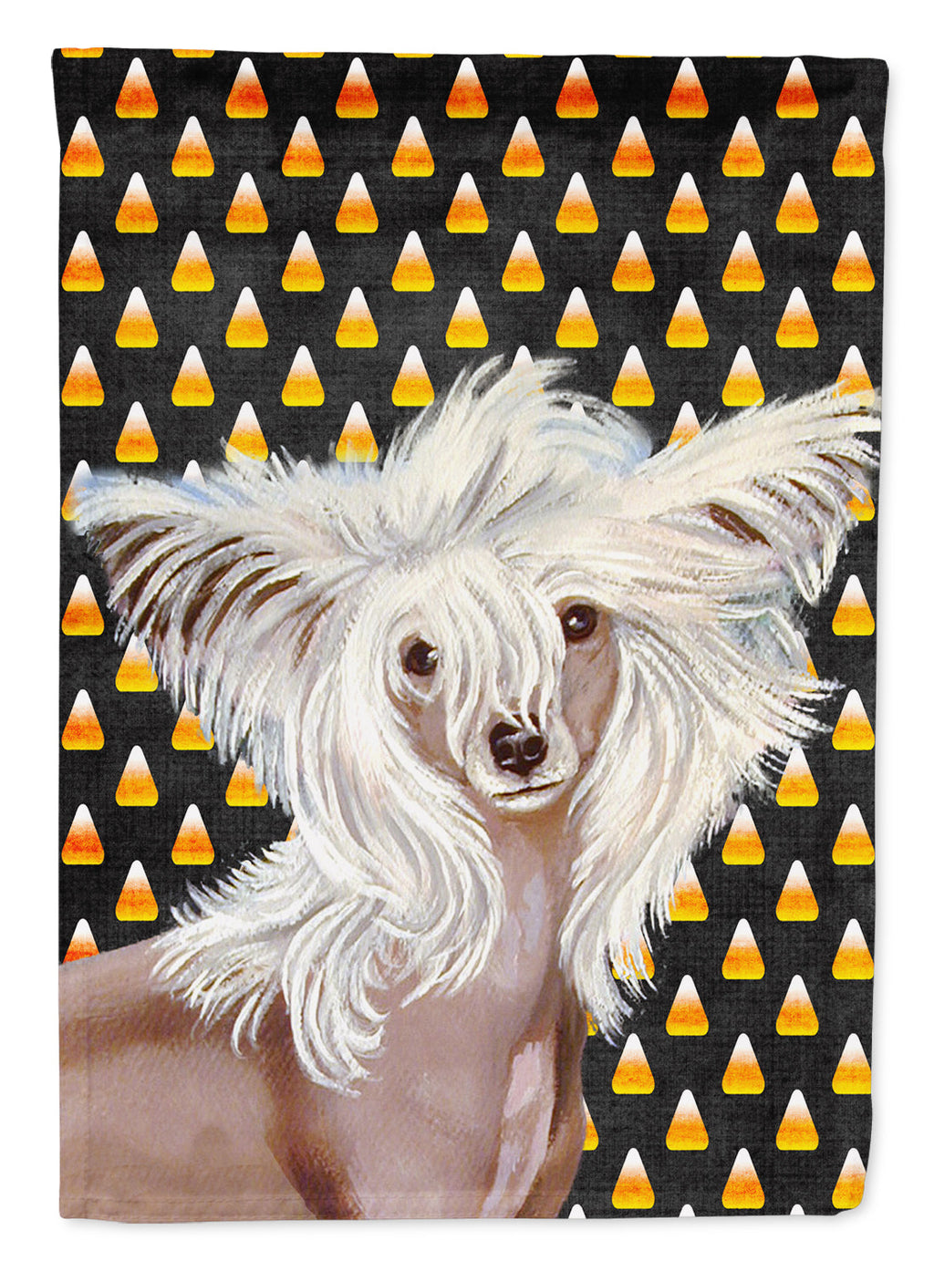Chinese Crested Candy Corn Halloween Portrait Garden Flag Mailbox Decorative Yard Banner Outside Patio Artwork for Flower Beds, Garden Size, Multicolor