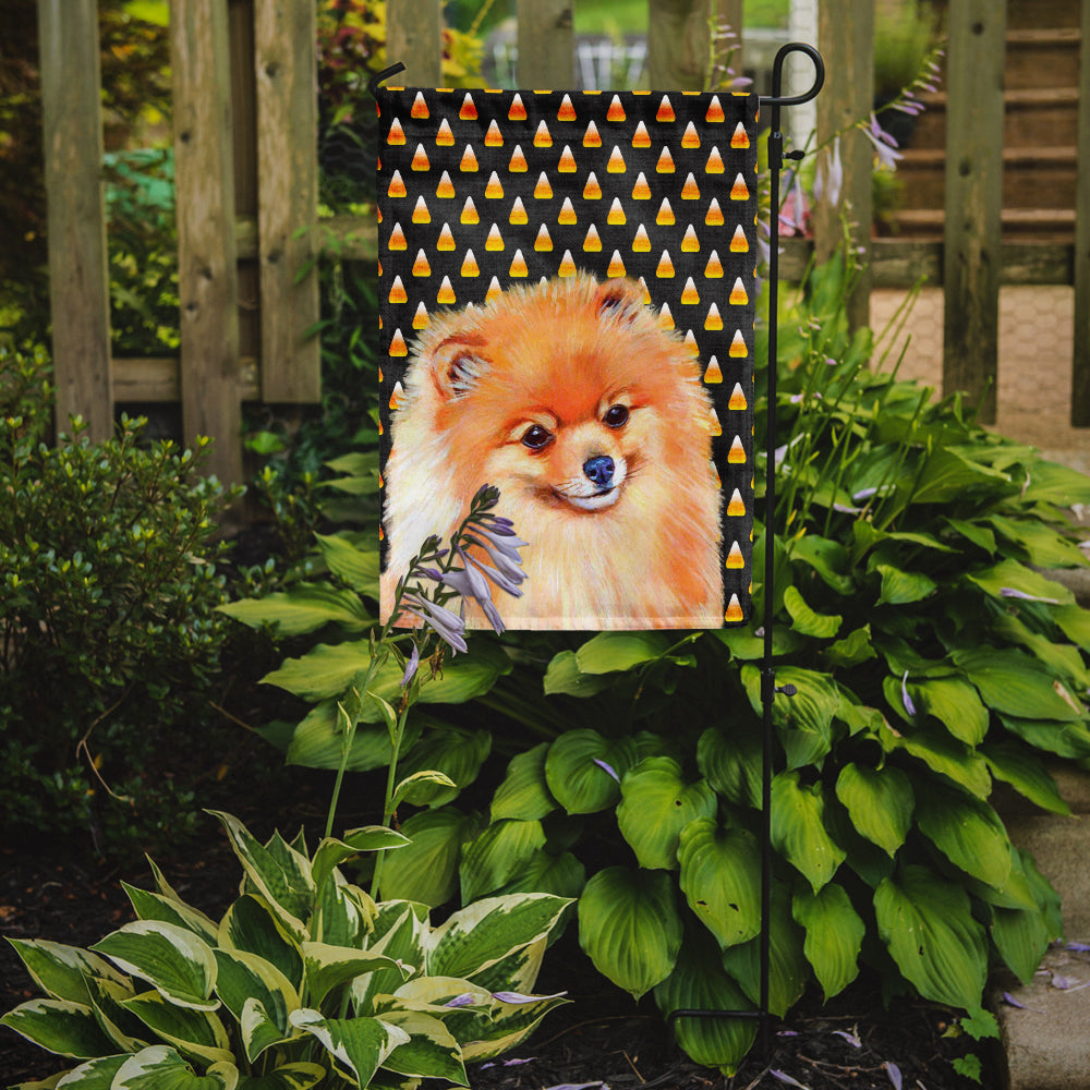 Pomeranian Candy Corn Halloween Portrait Garden Flag Mailbox Decorative Yard Banner Outside Patio Artwork for Flower Beds, Garden Size, Multicolor