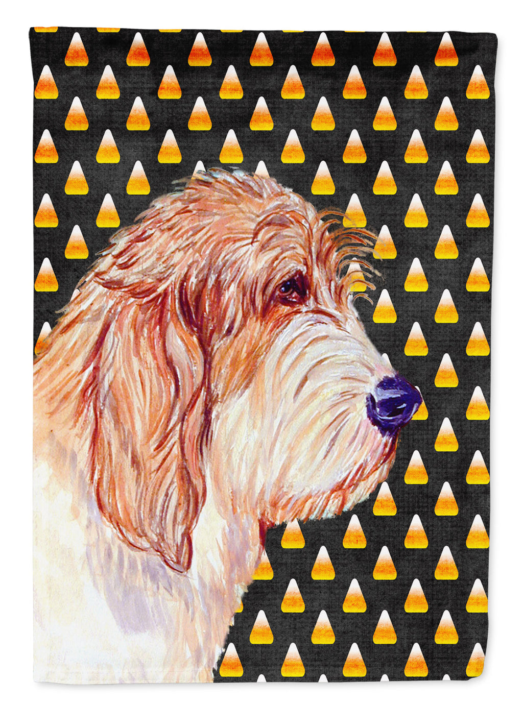 Petit Basset Griffon Vendeen Candy Corn Halloween Portrait Garden Flag Mailbox Decorative Yard Banner Outside Patio Artwork for Flower Beds, Garden Size, Multicolor