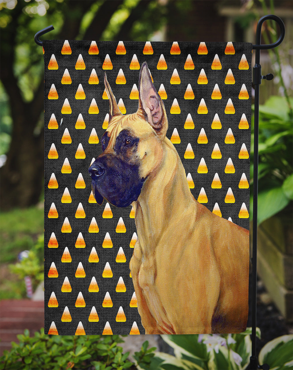 Great Dane Candy Corn Halloween Portrait Garden Flag Mailbox Decorative Yard Banner Outside Patio Artwork for Flower Beds, Garden Size, Multicolor