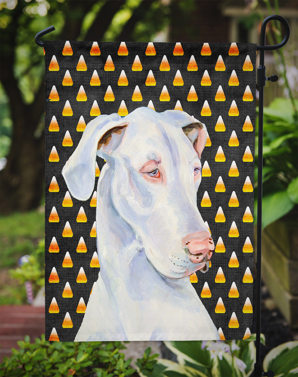 Great Dane Candy Corn Halloween Portrait Garden Flag Mailbox Decorative Yard Banner Outside Patio Artwork for Flower Beds, Garden Size, Multicolor